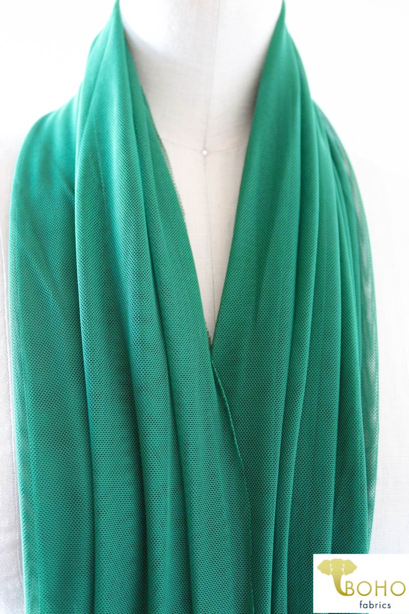 Stretch Mesh Solid in Emerald Green. SM-111. - Boho Fabrics