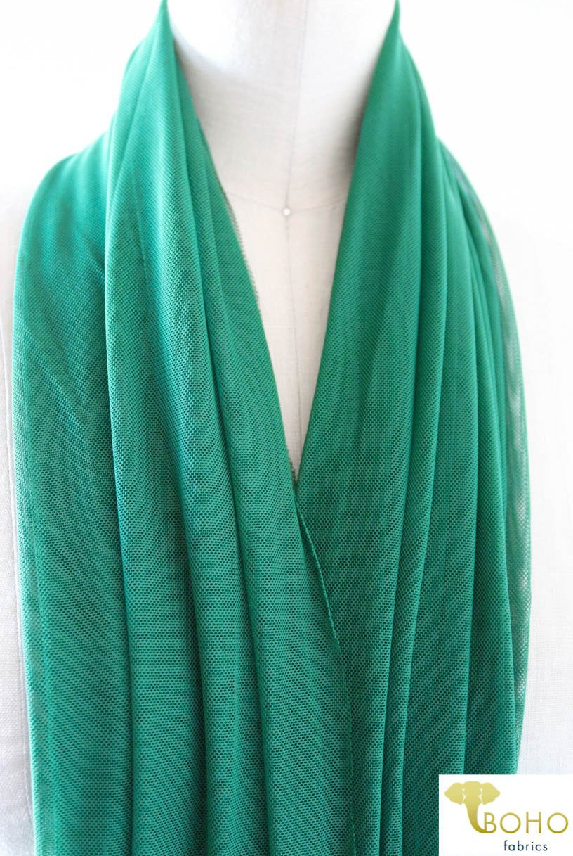 Stretch Mesh Solid in Emerald Green. SM-111. - Boho Fabrics