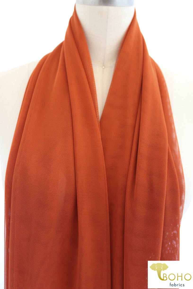 Stretch Mesh Solid in Rust. SM-119. - Boho Fabrics