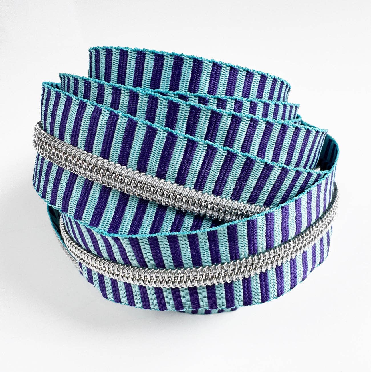 Striped Jacquard Nylon Zipper Tape 5 with Silver Teeth - Boho Fabrics - Zippers