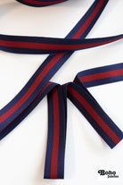 Stripes in Navy & Red, 1 1/4" Vintage Jacquard Woven Trim, TRIM - 071 - Boho Fabrics - Trims