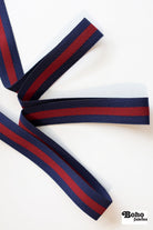 Stripes in Navy & Red, 1 1/4" Vintage Jacquard Woven Trim, TRIM - 071 - Boho Fabrics - Trims