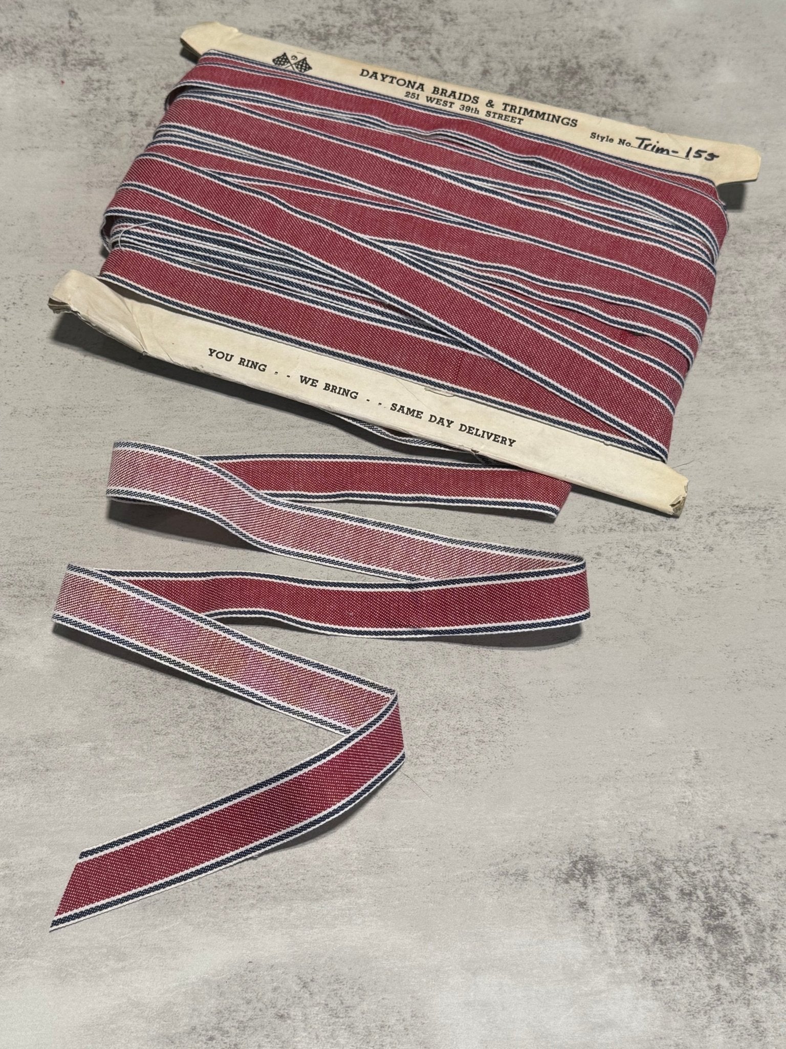 Stripes in Red, 1" Vintage Jacquard Woven Trim, TRIM - 155 - Boho Fabrics - Trims