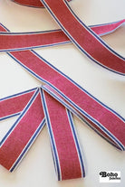Stripes in Red, 1.5" Vintage Jacquard Woven Trim, TRIM - 072 - Boho Fabrics - Trims