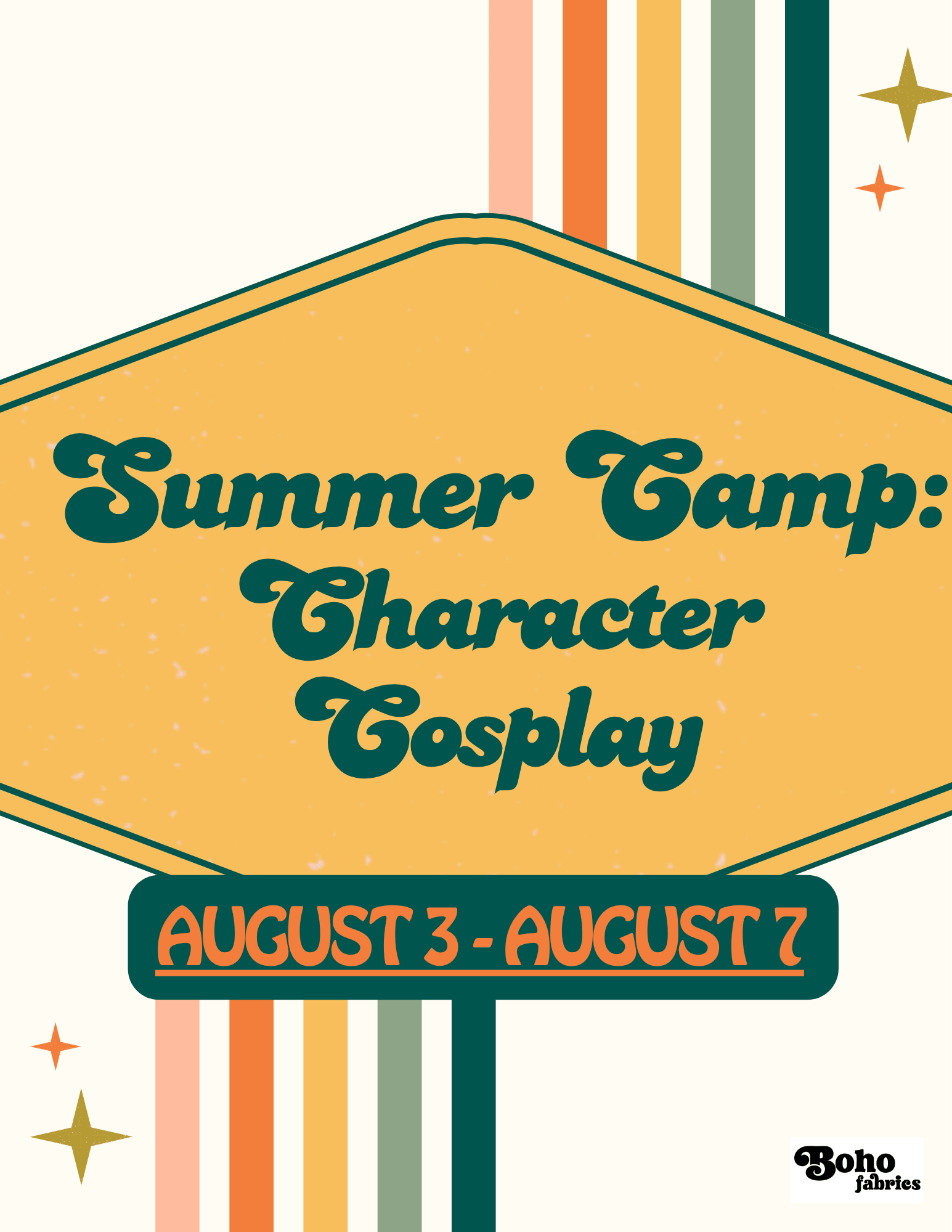 Summer Camp: Character Cosplay: August 3 - 7 - Boho Fabrics - Class