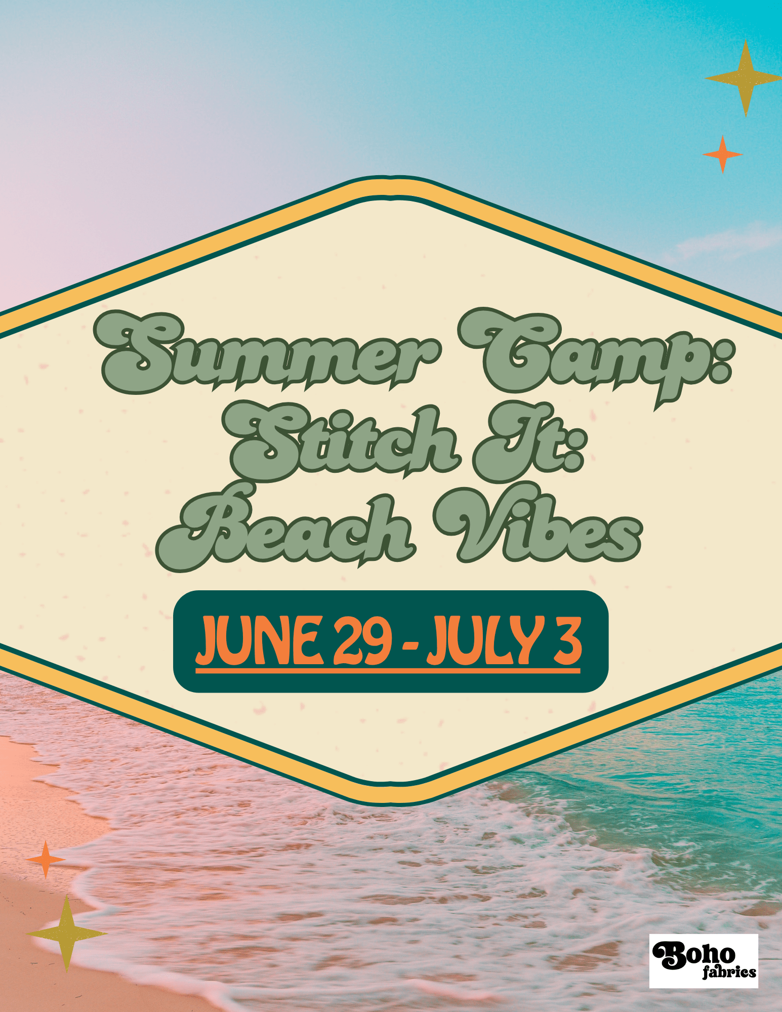 Summer Camp: Stitch It: Beach Vibes: June 29 - July 3 - Boho Fabrics - Class
