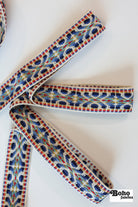 Summitline in Bright Blue, 1" Jacquard Woven Trim, TRIM - 014 - Boho Fabrics - Trims