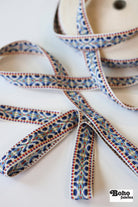 Summitline in Bright Blue, 1" Jacquard Woven Trim, TRIM - 014 - Boho Fabrics - Trims