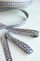 Summitline in Bright Blue. 3/4" Jacquard Woven Trim. TRIM - 013 - Boho Fabrics - Trims