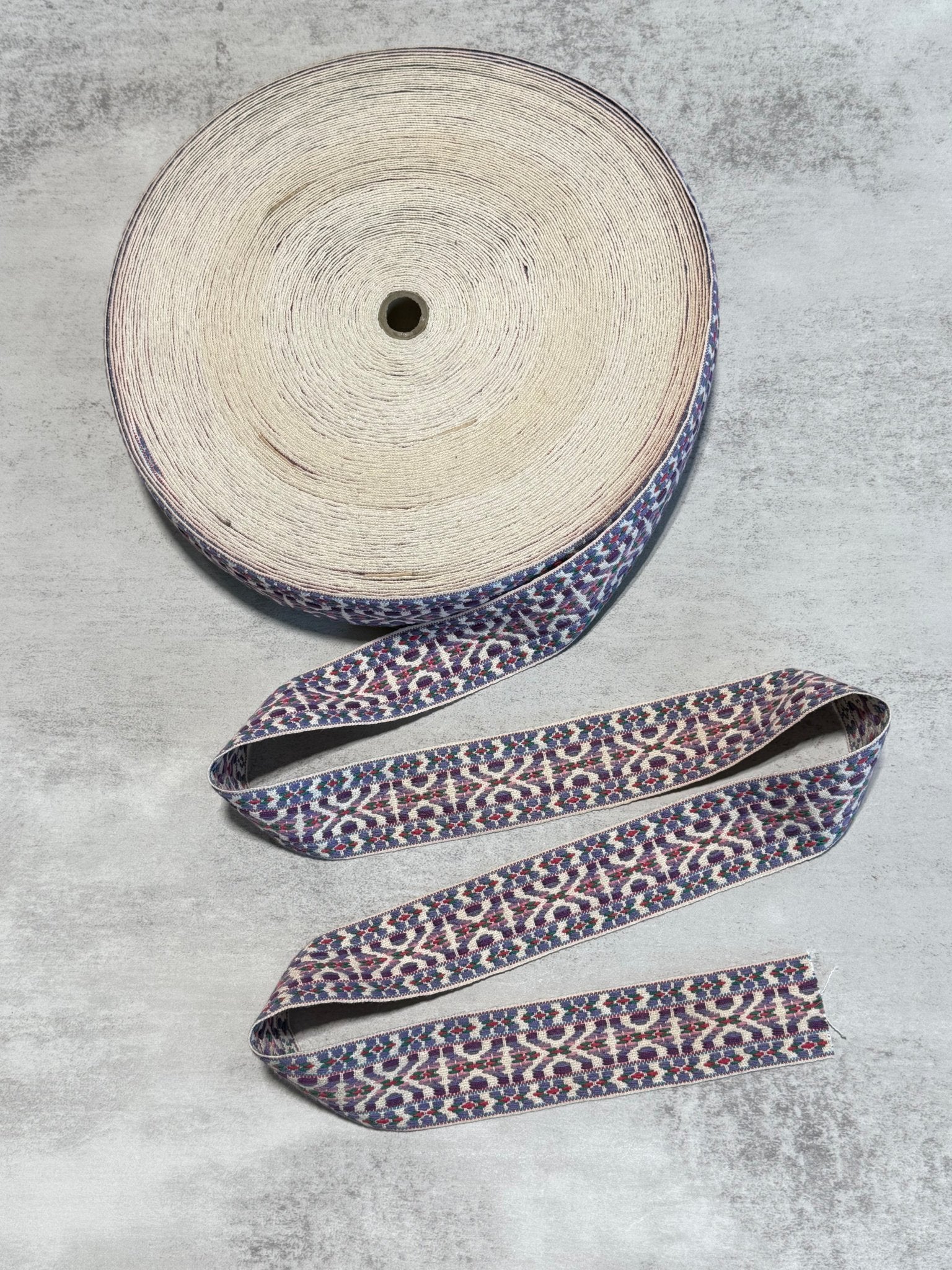 Summitline in Purple & Periwinkle. 1.5” Jacquard Woven Trim. TRIM - 166 - Boho Fabrics - Trims