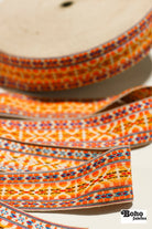 Summitline in Yellow/Orange, 2" Vintage Jacquard Woven Trim, TRIM - 036 - Boho Fabrics - Trims