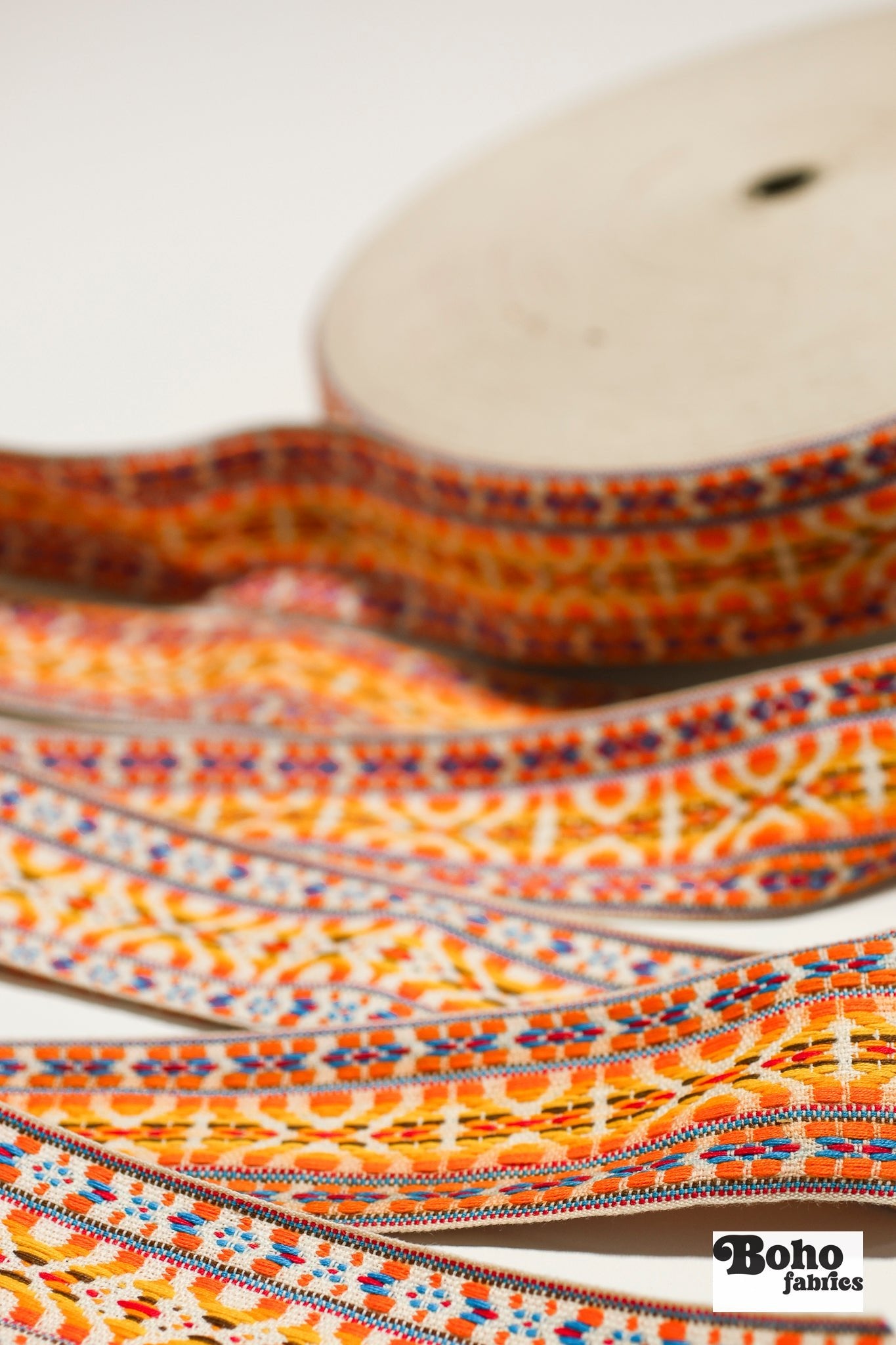 Summitline in Yellow/Orange, 2" Vintage Jacquard Woven Trim, TRIM - 036 - Boho Fabrics - Trims