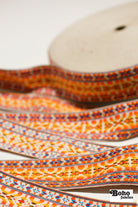 Summitline in Yellow/Orange, 2" Vintage Jacquard Woven Trim, TRIM - 036 - Boho Fabrics - Trims