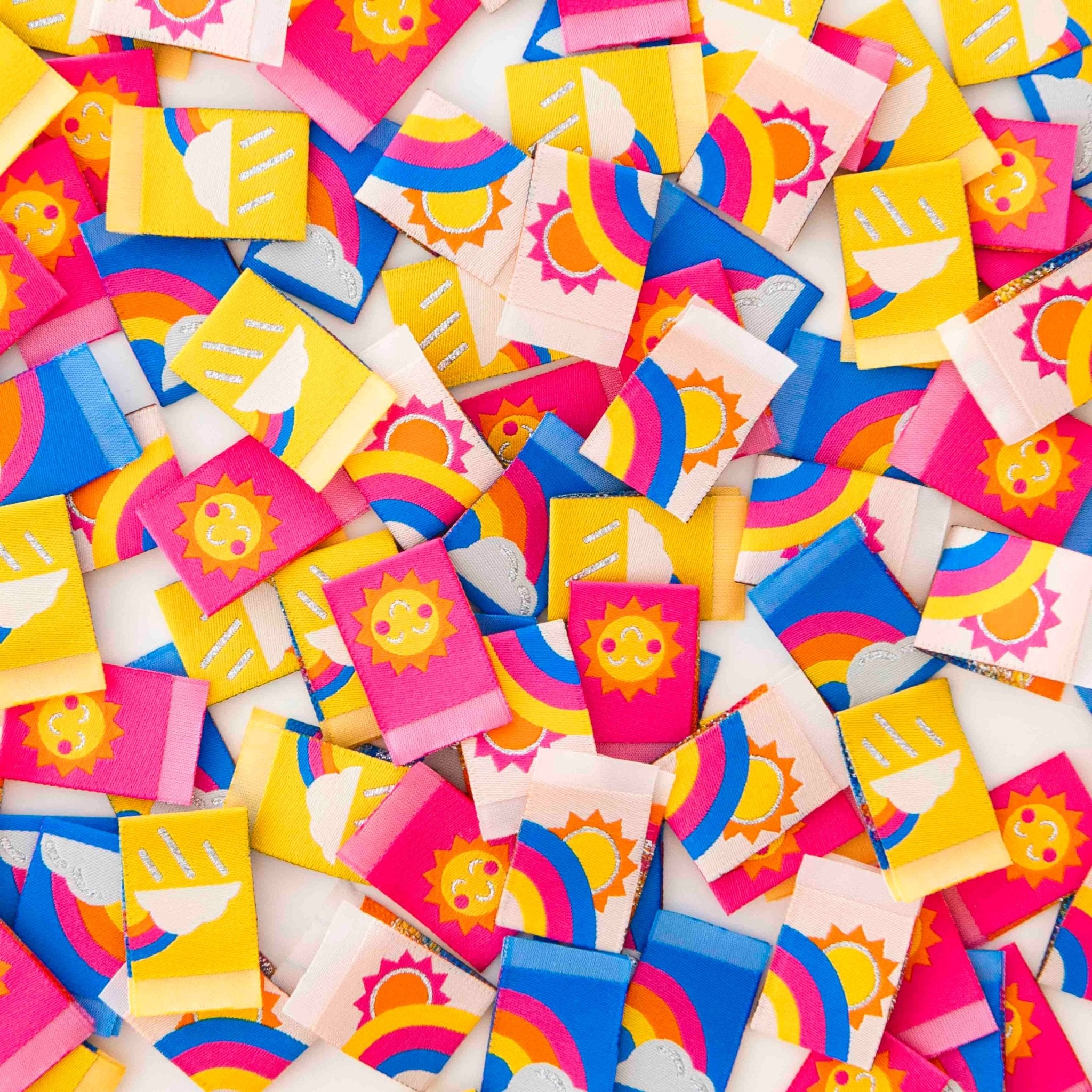 Sun and Rainbow Multipack Woven Labels - Boho Fabrics - 