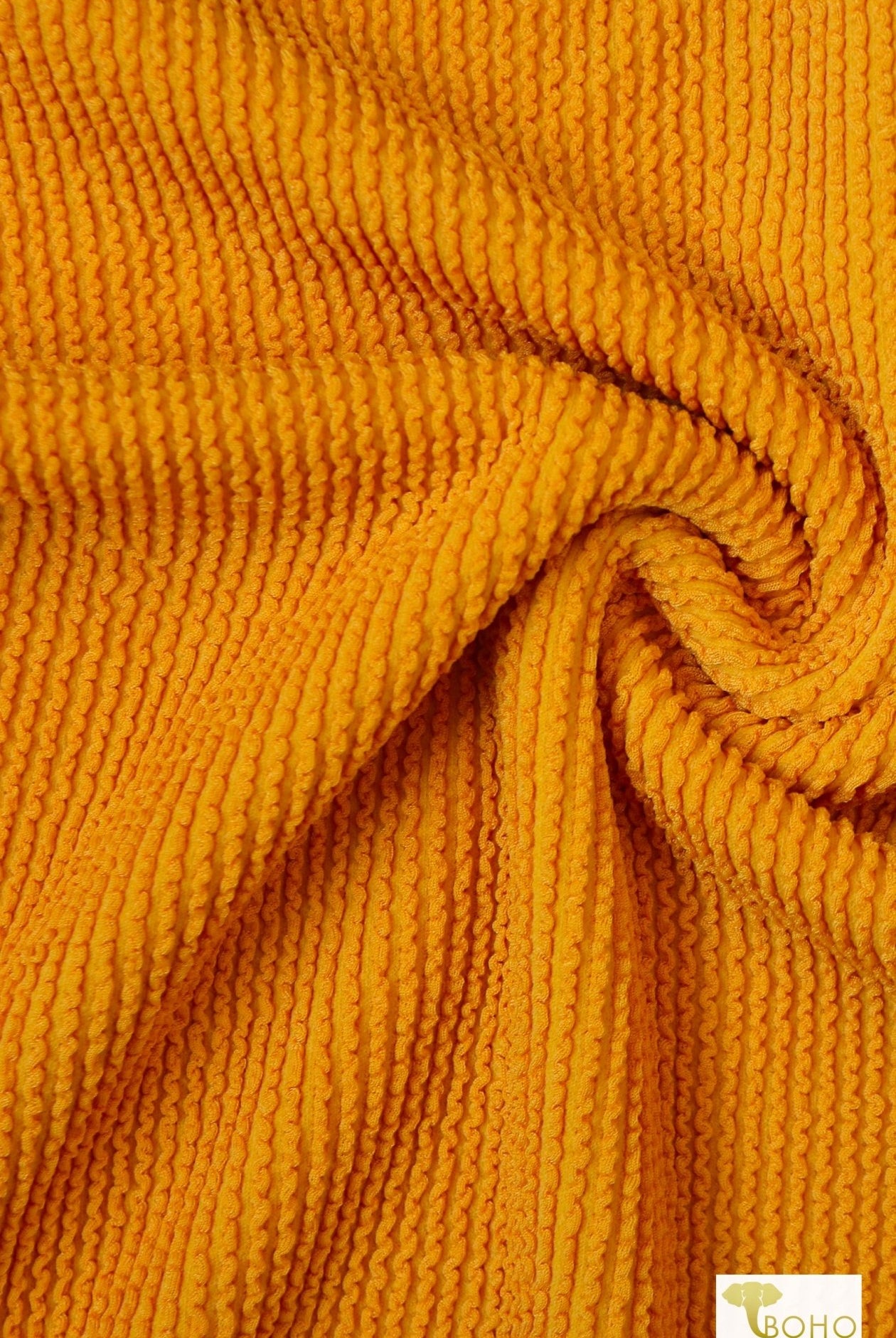 Sunset Blvd Yellow Crinkle, Swim Knit Fabric - Boho Fabrics