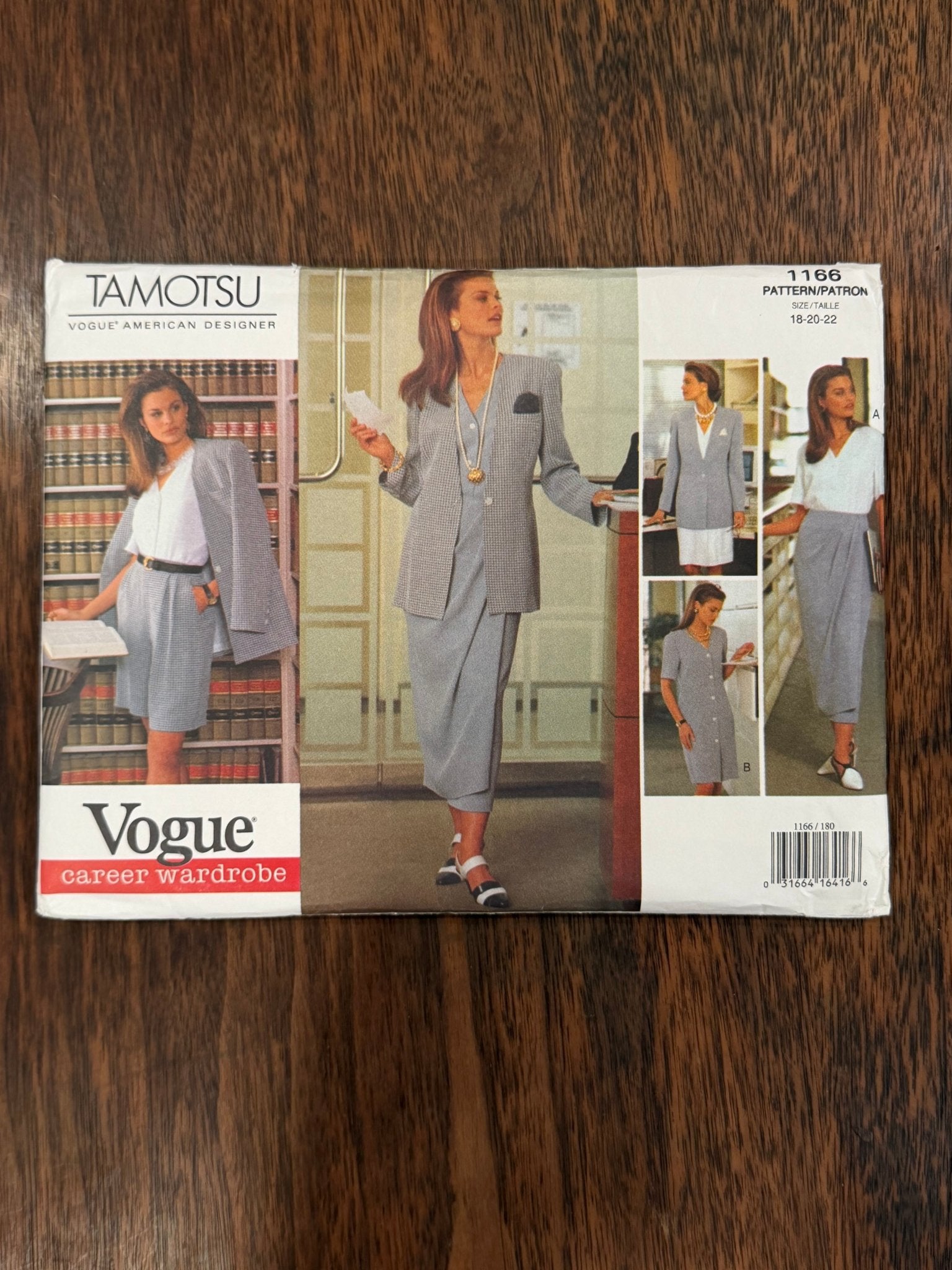 Tamotsu | Vogue American Designer Sewing Pattern #1166 — Jacket, Dress, Top, Skirt & Shorts, Size 18-20-22, Vintage 1993 - Boho Fabrics - Sewing Patterns