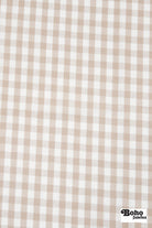 Tan and White Gingham Woven Fabric - Boho Fabrics - Woven, Fabric