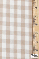 Tan and White Gingham Woven Fabric - Boho Fabrics - Woven, Fabric