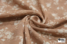Tan with White Florals Swiss Dot Woven Fabric - Boho Fabrics - Woven Fabric