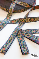 Tapestry in Black 1, 1 1/8" Vintage Jacquard Woven Trim, TRIM - 081 - Boho Fabrics - Trims