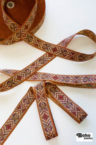 Tapestry in Brown, 1 1/8" Vintage Jacquard Woven Trim, TRIM - 084 - Boho Fabrics - Trims