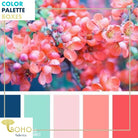 "Teal and Coral Blooms", Mystery Color Palette Box. - Boho Fabrics