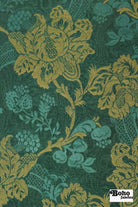 Teal & Gold Orchard Tapestry Jacquard Woven Fabric - Boho Fabrics - Jacquard, Woven
