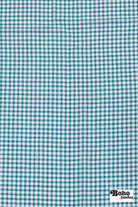 Teal, Purple & White Mini Gingham Crinkled Cotton Woven Fabric - Boho Fabrics - Shirting, Woven