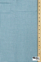 Teal, Purple & White Mini Gingham Crinkled Cotton Woven Fabric - Boho Fabrics - Shirting, Woven
