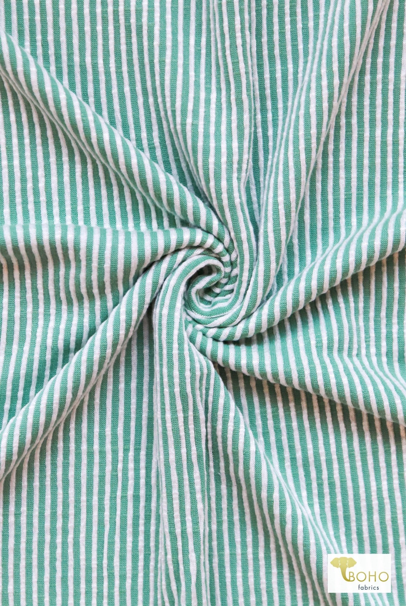 Teal Stripes, Rib Knit Fabric - Boho Fabrics