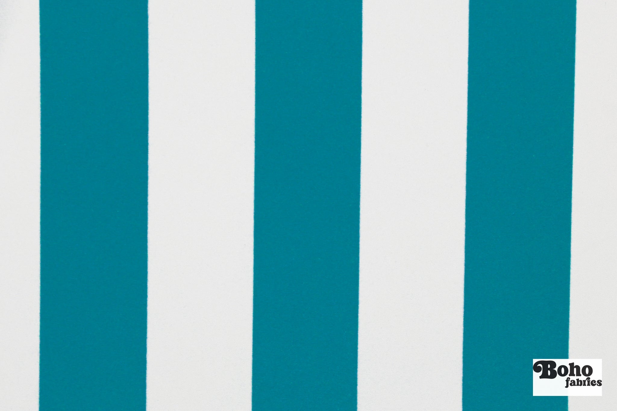 Teal & White, 3" Wide Striped Canvas Woven Fabric - Boho Fabrics - Canvas Fabric
