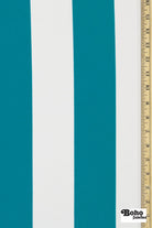 Teal & White, 3" Wide Striped Canvas Woven Fabric - Boho Fabrics - Canvas Fabric