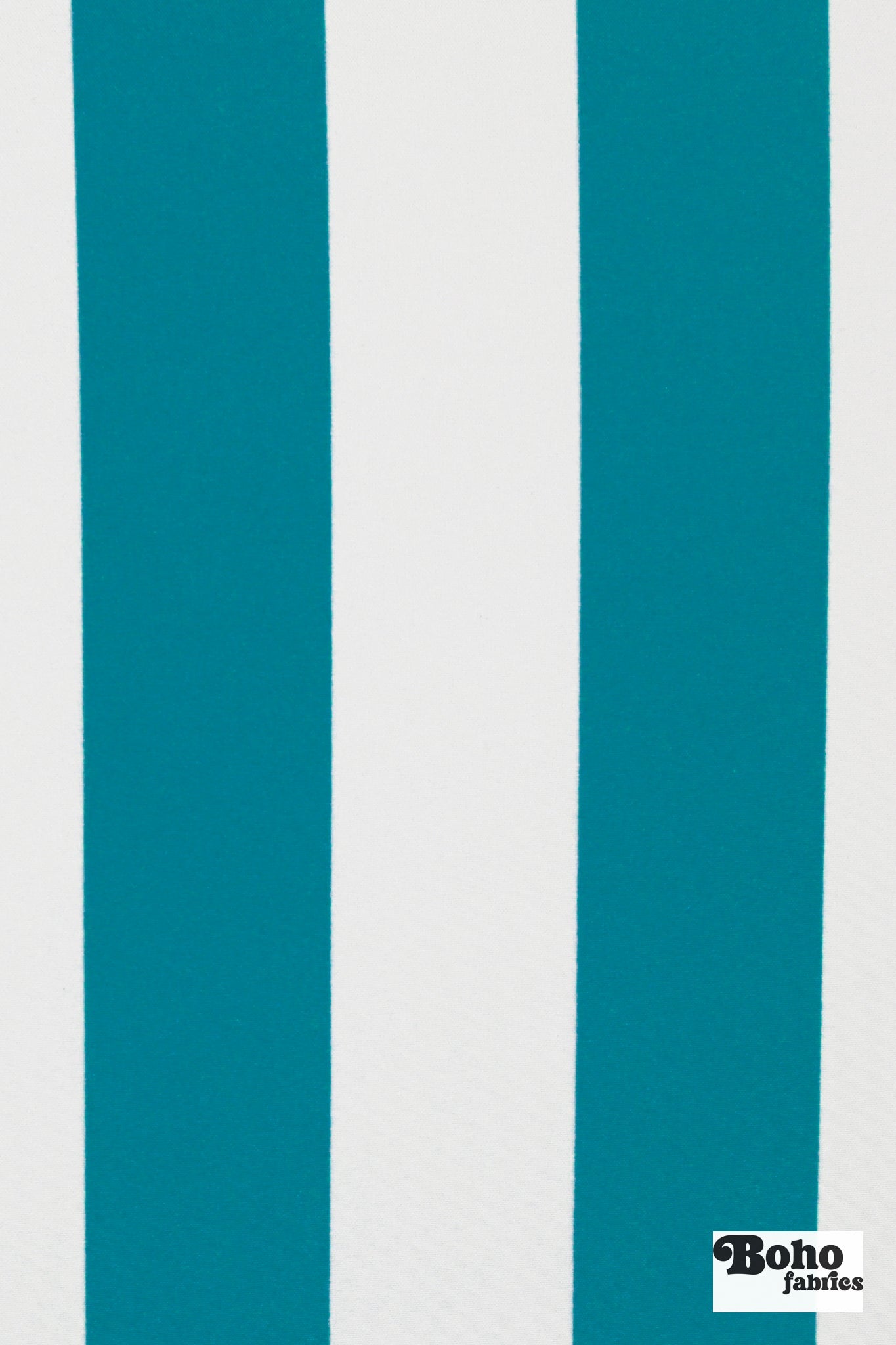 Teal & White, 3" Wide Striped Canvas Woven Fabric - Boho Fabrics - Canvas Fabric