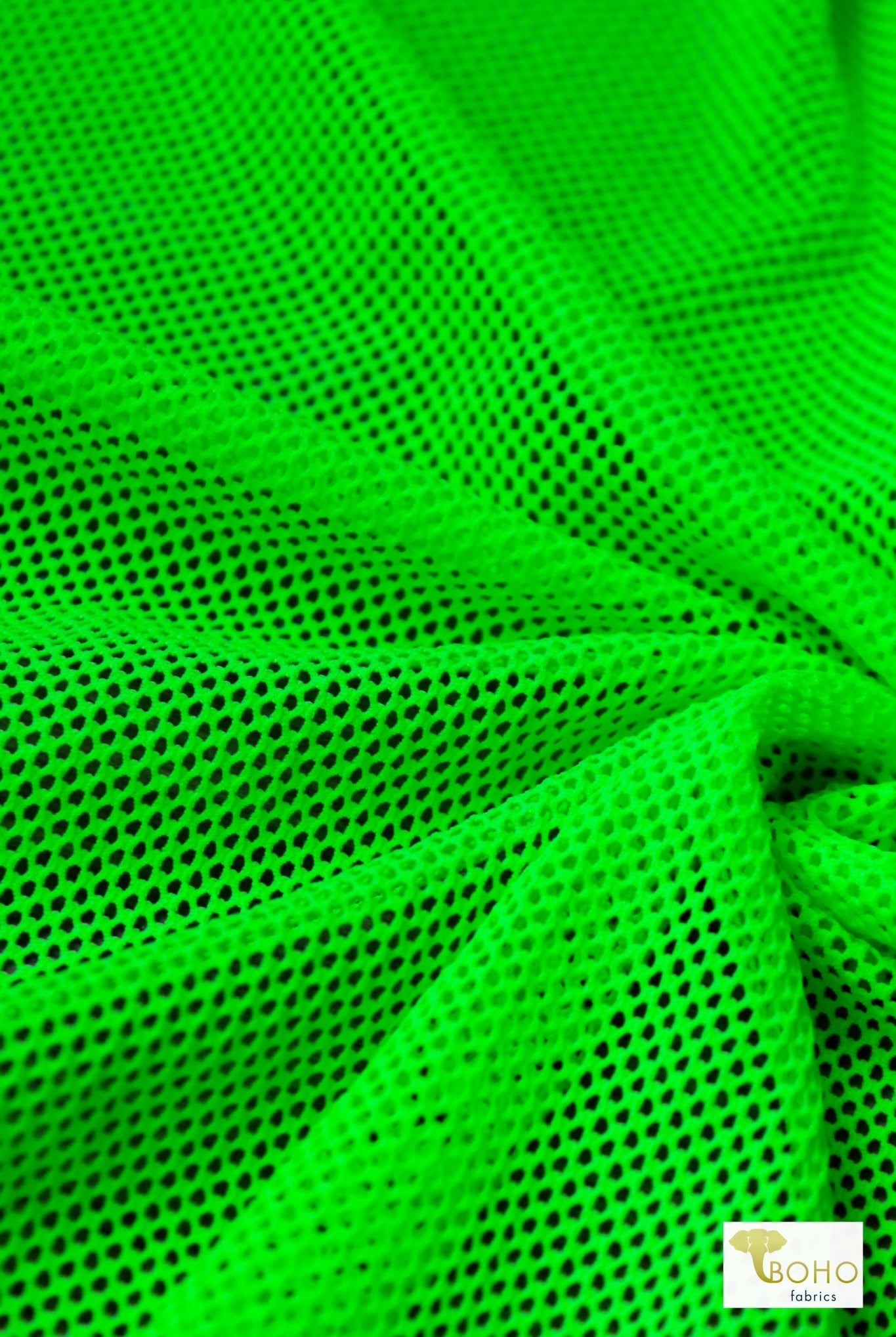 Tempest Neon Green Athletic Mesh Fabric. 4 Way Stretch - Boho Fabrics