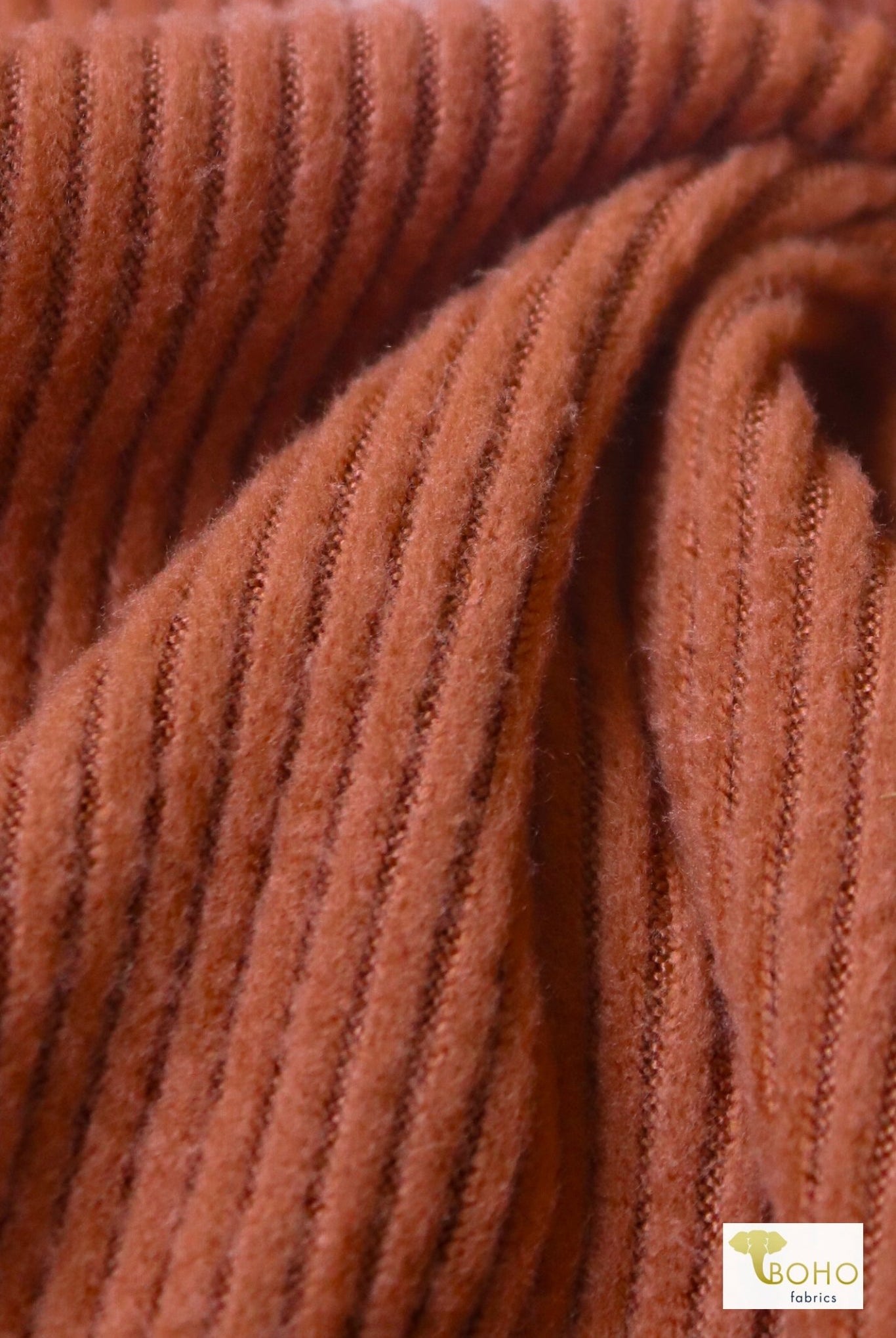 Terracotta Brick, Brushed Rib Knit - Boho Fabrics