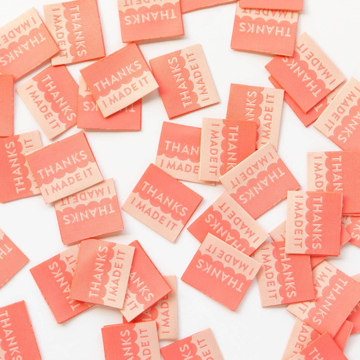 Thanks I Made It Coral -  Sewing Woven Clothing Label Tags - Boho Fabrics - 