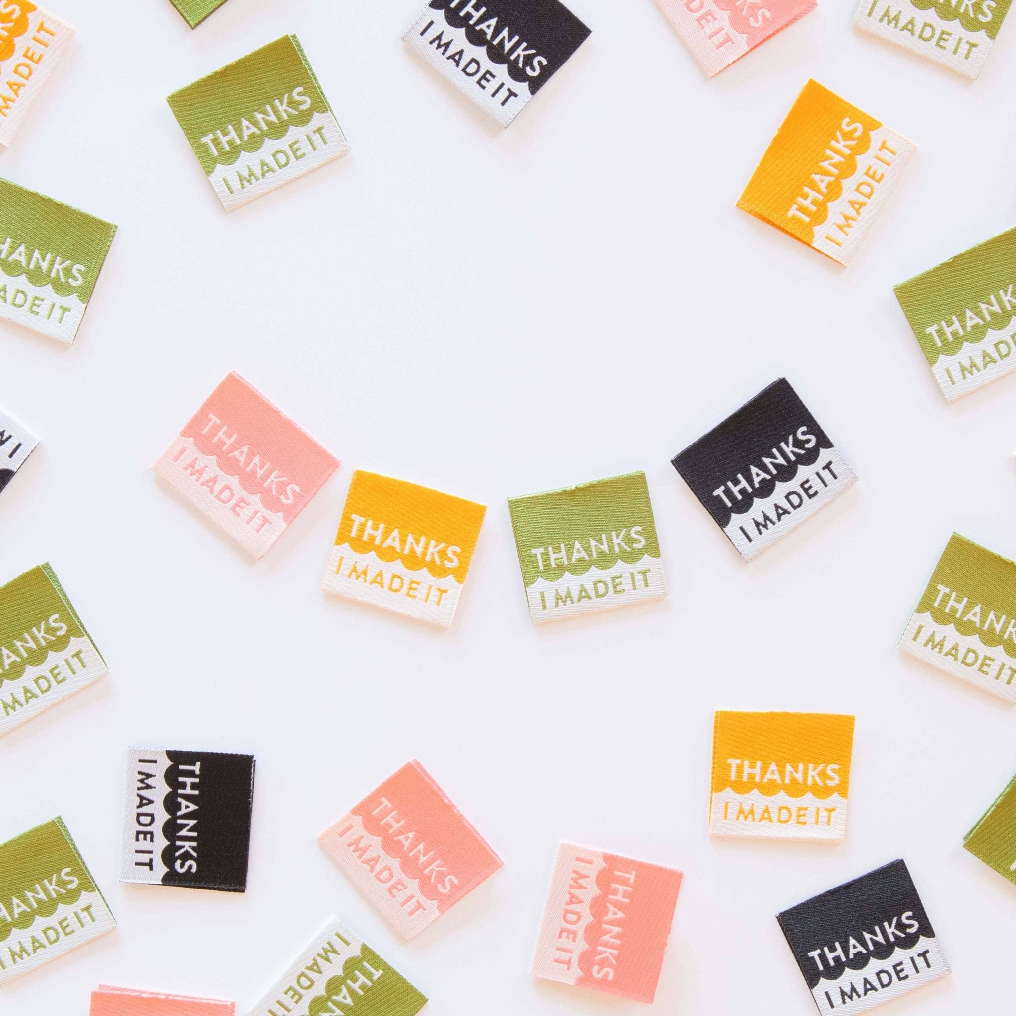 Thanks I Made It Multipack Woven Sewing Labels - Boho Fabrics -