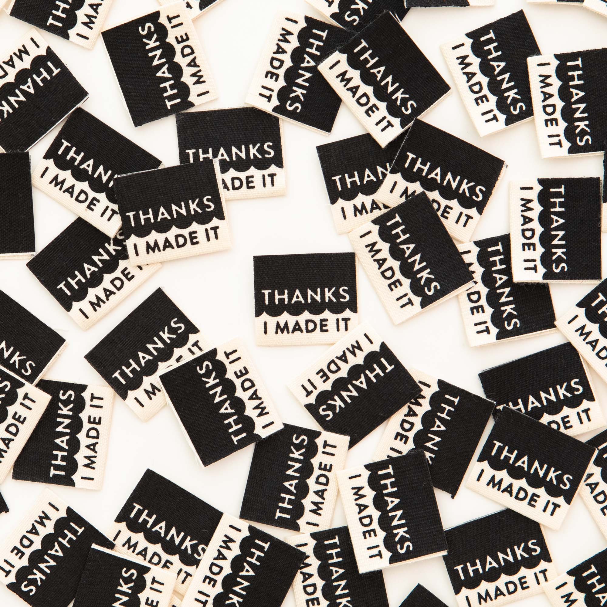 Thanks I Made It Organic Cotton -  Sewing Woven Label Tags - Boho Fabrics - 