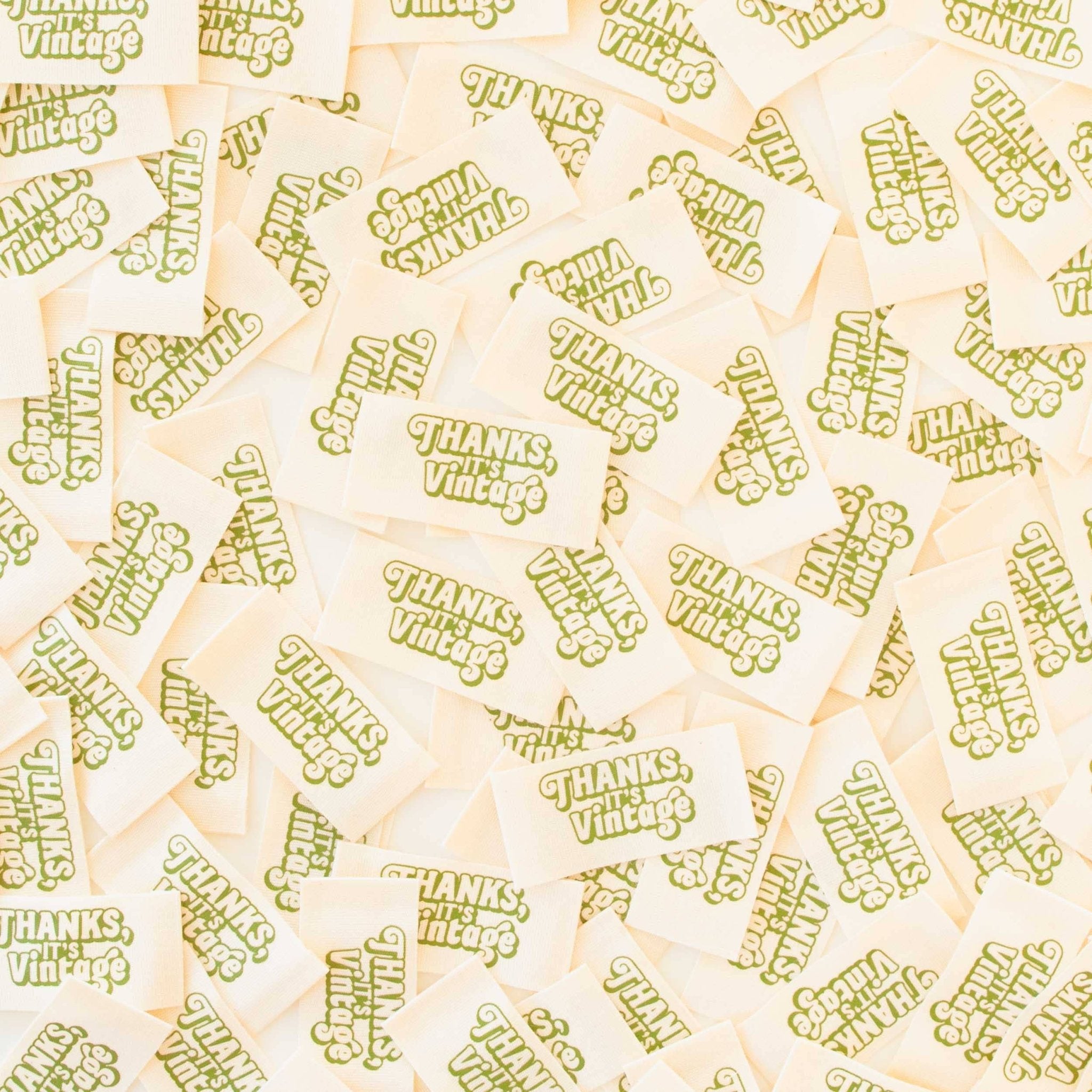 Thanks, It's Vintage Organic Cotton Sewing Labels - Boho Fabrics - Sew - in Labels
