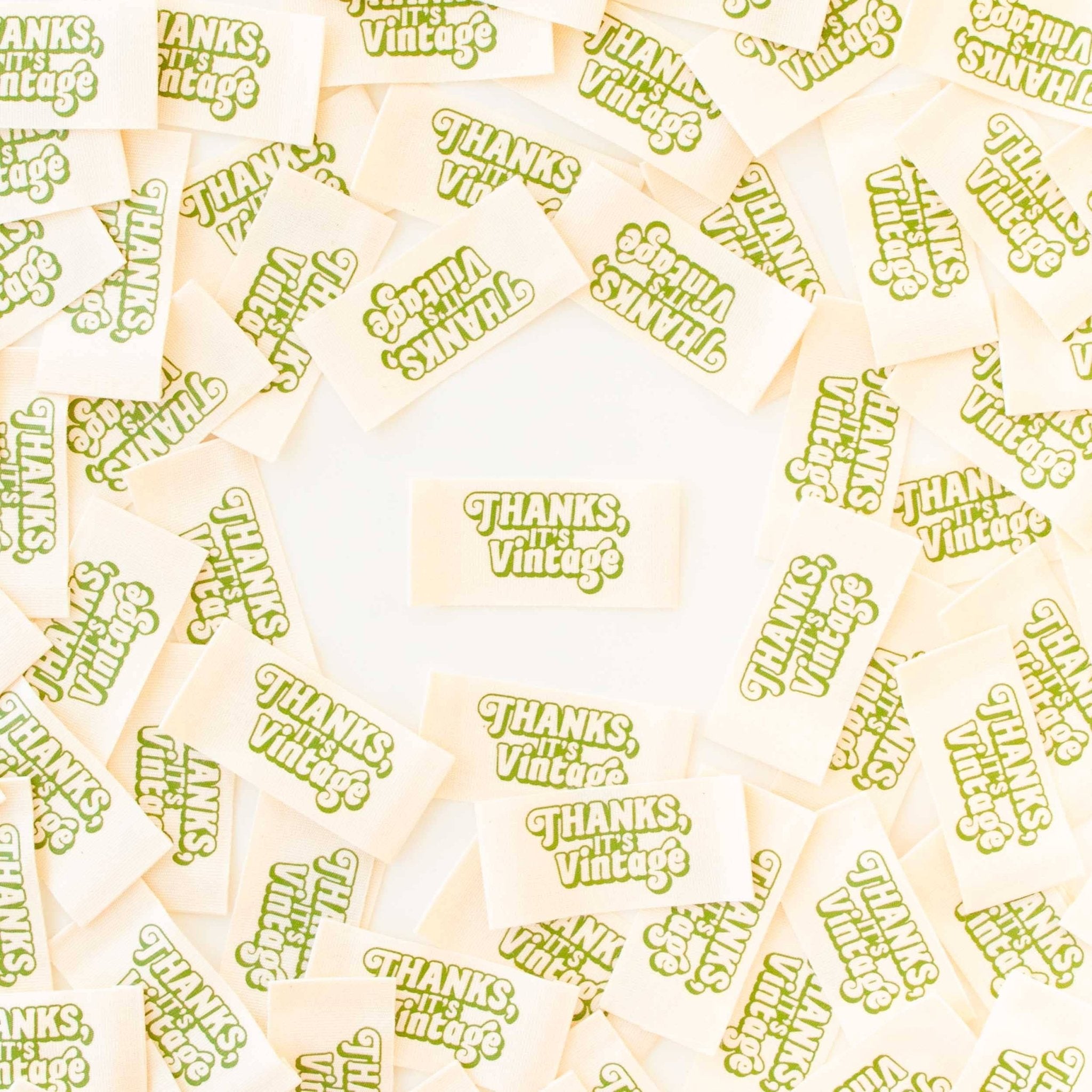 Thanks, It's Vintage Organic Cotton Sewing Labels - Boho Fabrics - Sew - in Labels