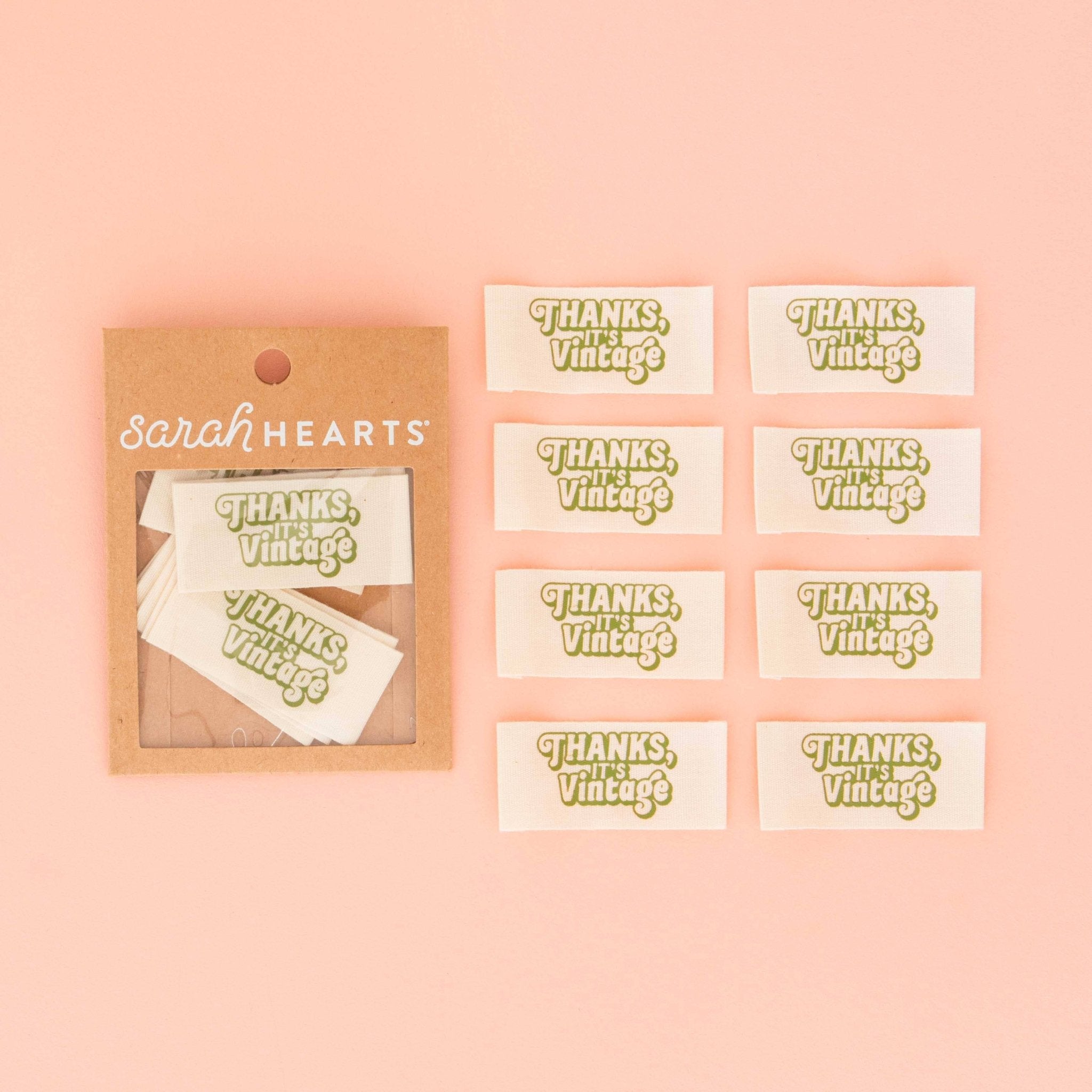 Thanks, It's Vintage Organic Cotton Sewing Labels - Boho Fabrics - Sew - in Labels