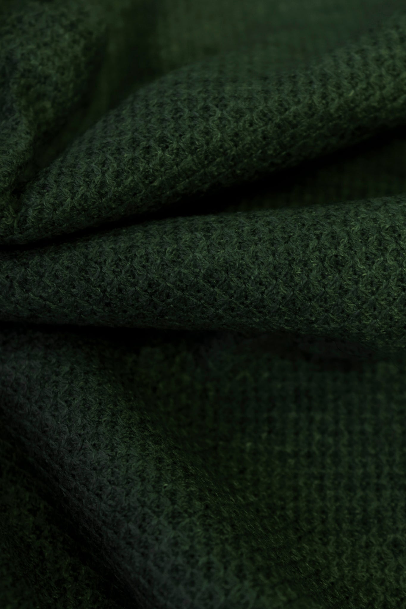 Thermal; Olive Green, "Cashmere" Thermal Knit Fabric. (PRE - ORDER) - Boho Fabrics - Waffle Knits