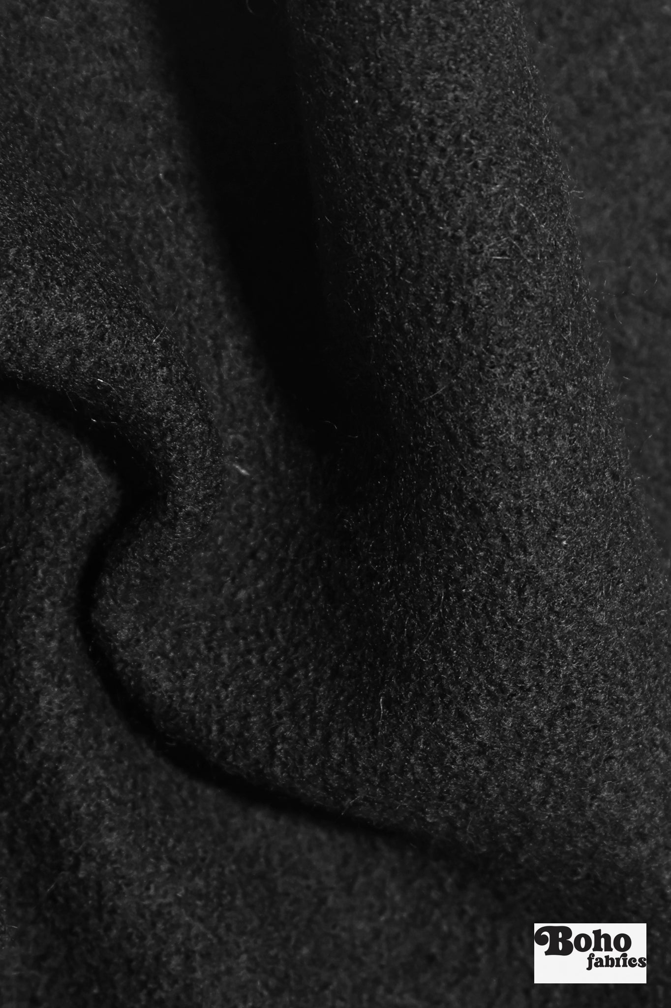 Thick Black Textured Knit Fabric - Boho Fabrics - Wool Knit