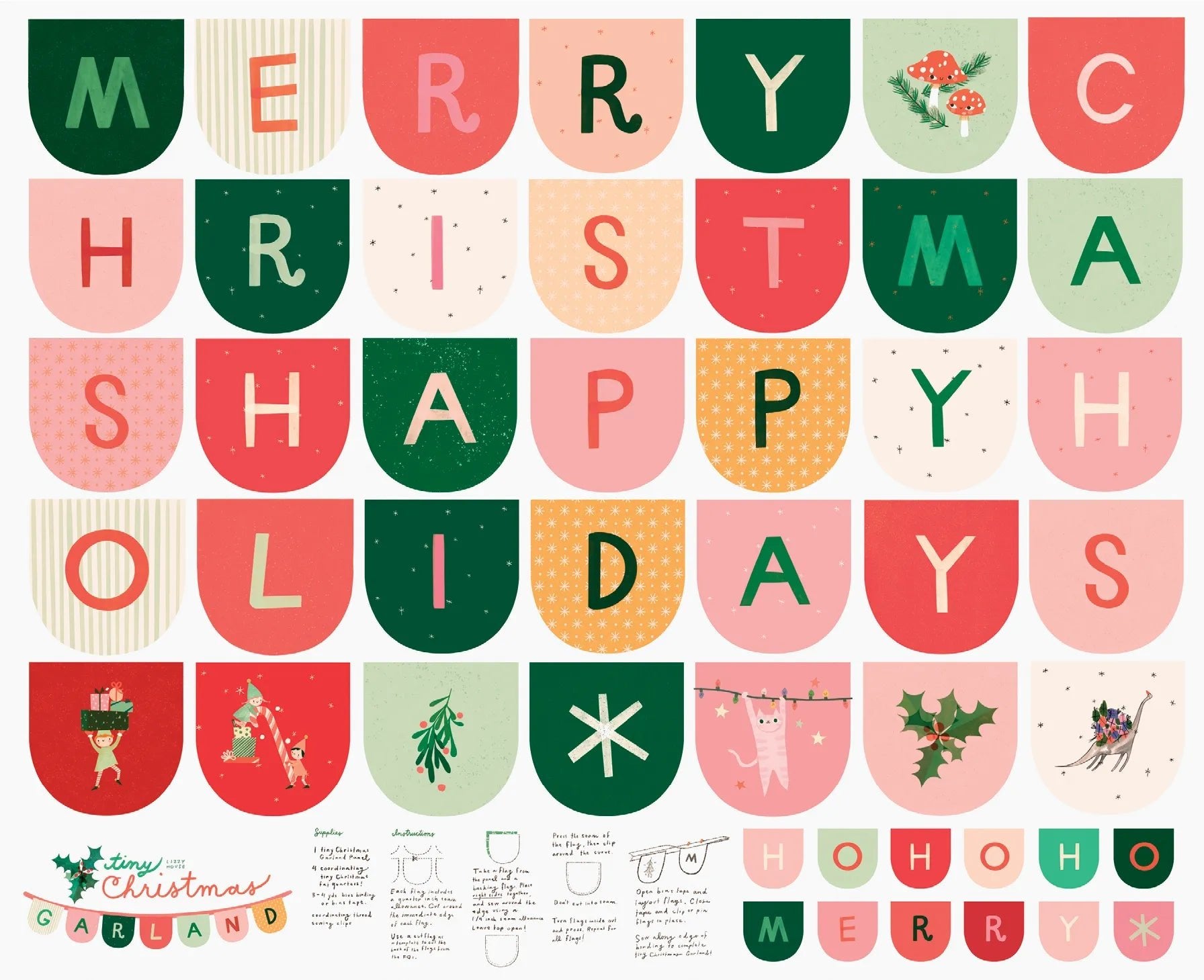 Tiny Christmas Panel in Snow by Moda - 100% Cotton Quilting Fabric - 37138 11 - Boho Fabrics - Quilting Cotton, Woven