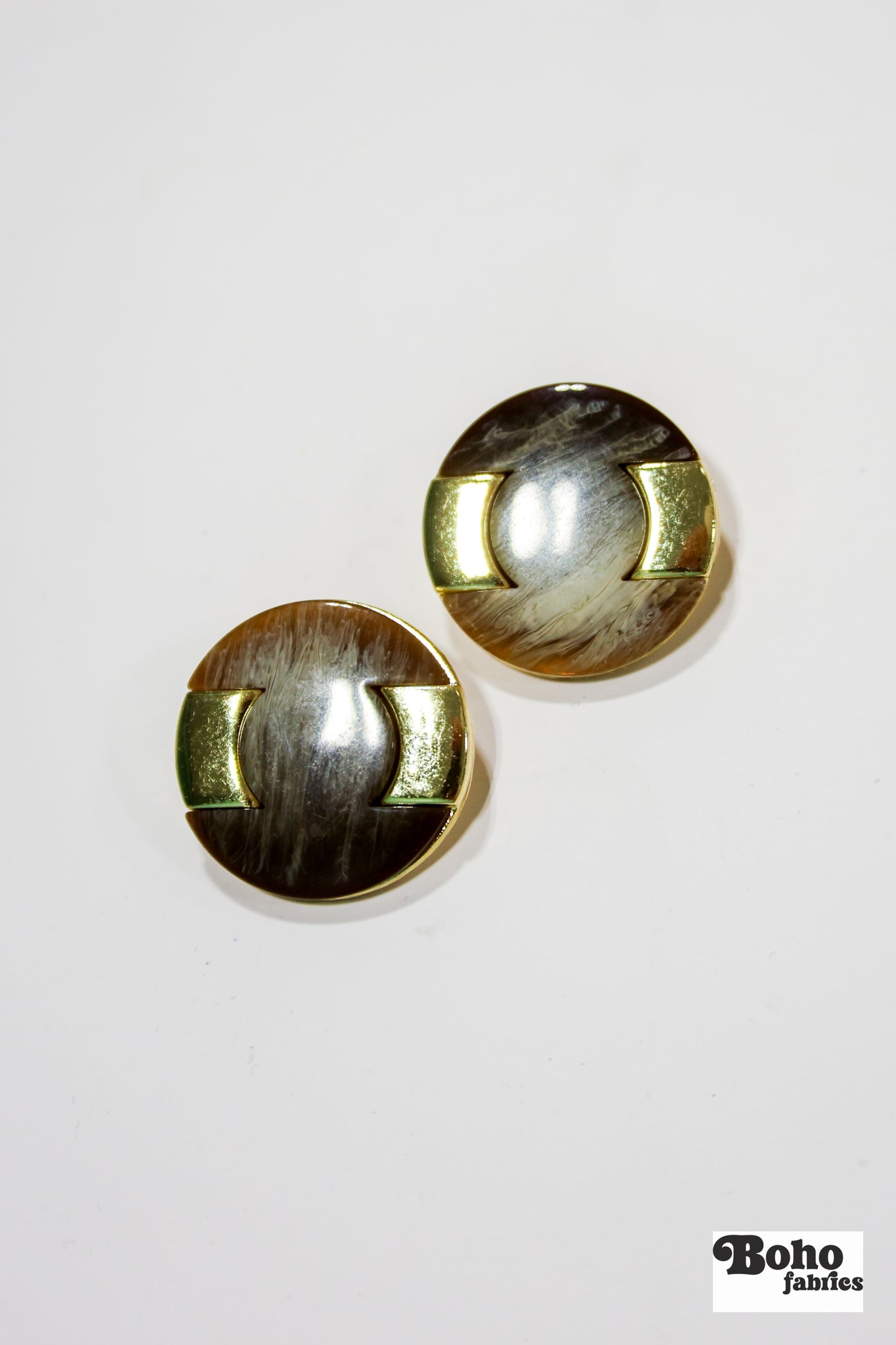 Tortoiseshell Gold Metal Shank Buttons. 28L (18mm / 11/16"), 36L (23mm / 7/8"), 44L (28mm / 1 1/8") - Boho Fabrics - Buttons & Snaps