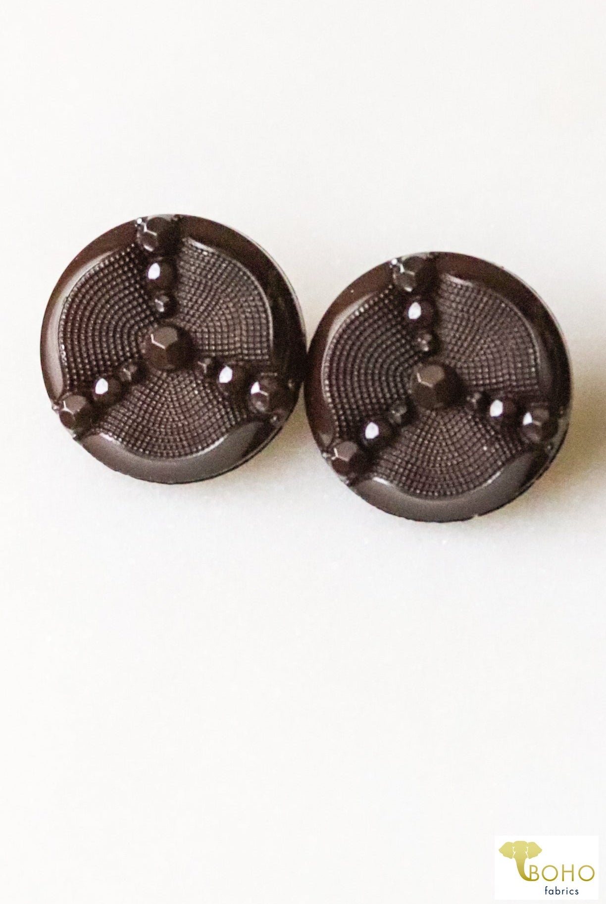 Trinity Faceted Shank Button in Brown. 24L (15mm/0.625 Inches), Package of 8. - Boho Fabrics