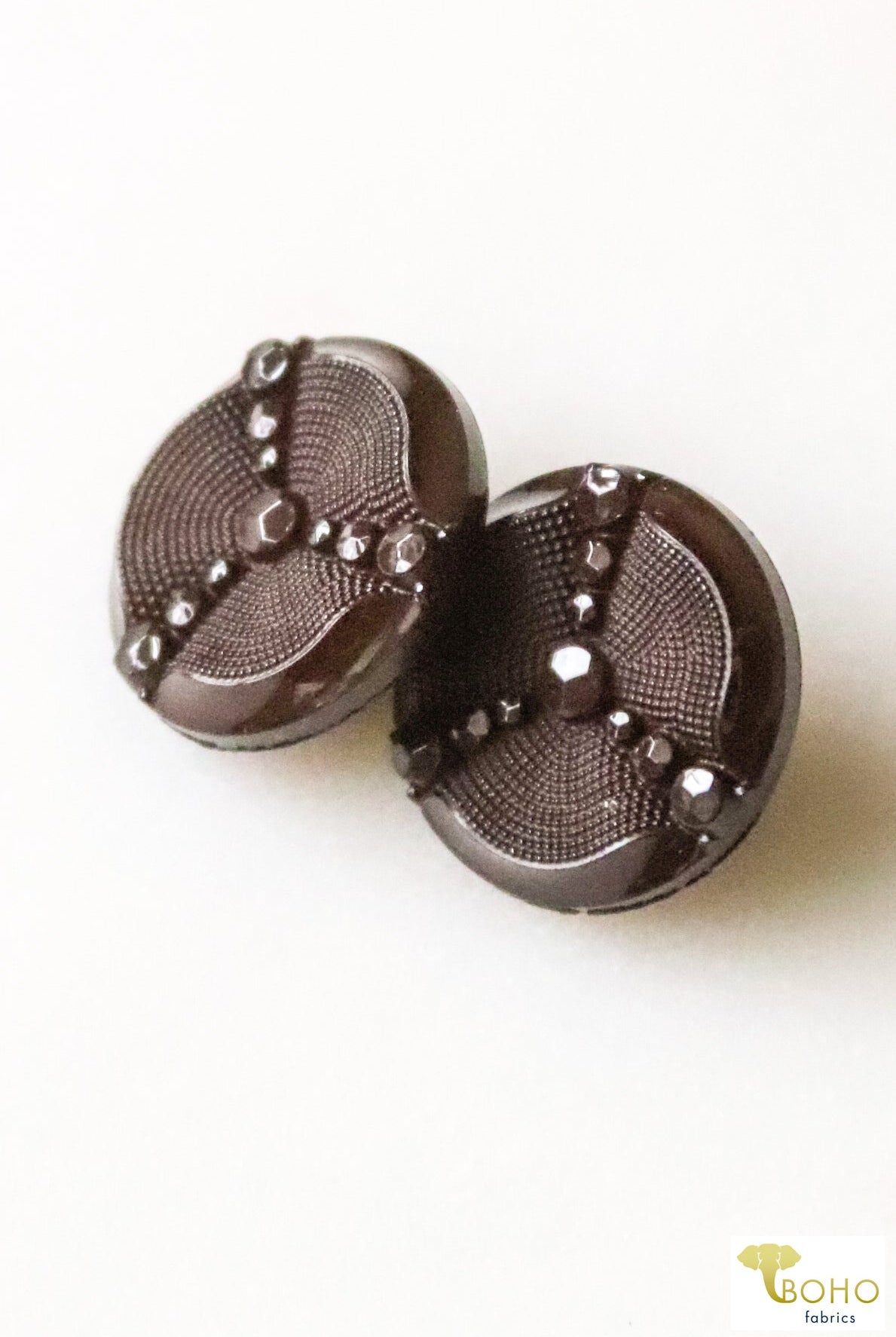 Trinity Faceted Shank Button in Brown. 24L (15mm/0.625 Inches), Package of 8. - Boho Fabrics