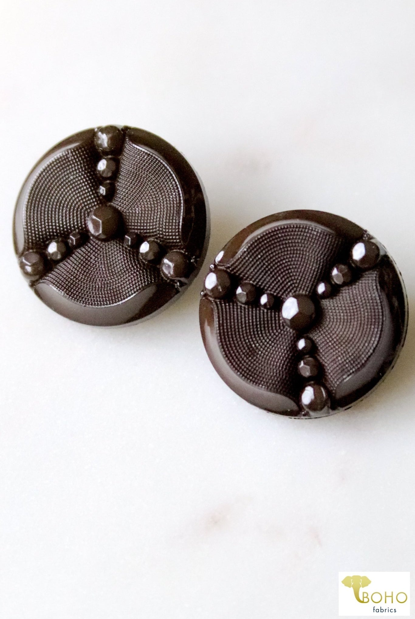 Trinity Faceted Shank Button in Brown. 36L (23mm/0.94 Inches), Package of 6. - Boho Fabrics