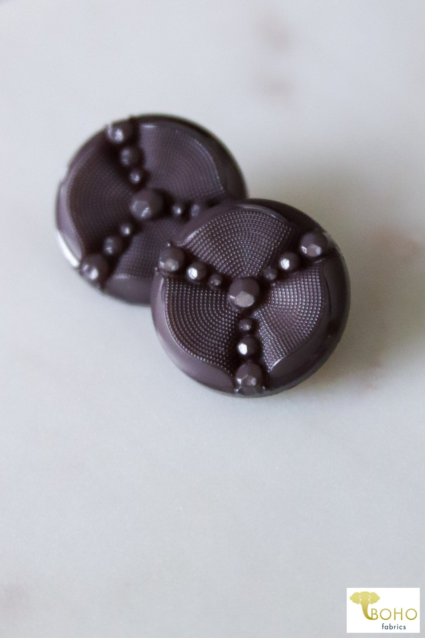 Trinity Faceted Shank Button in Charcoal. 36L (23mm/0.94 Inches), Package of 6. - Boho Fabrics