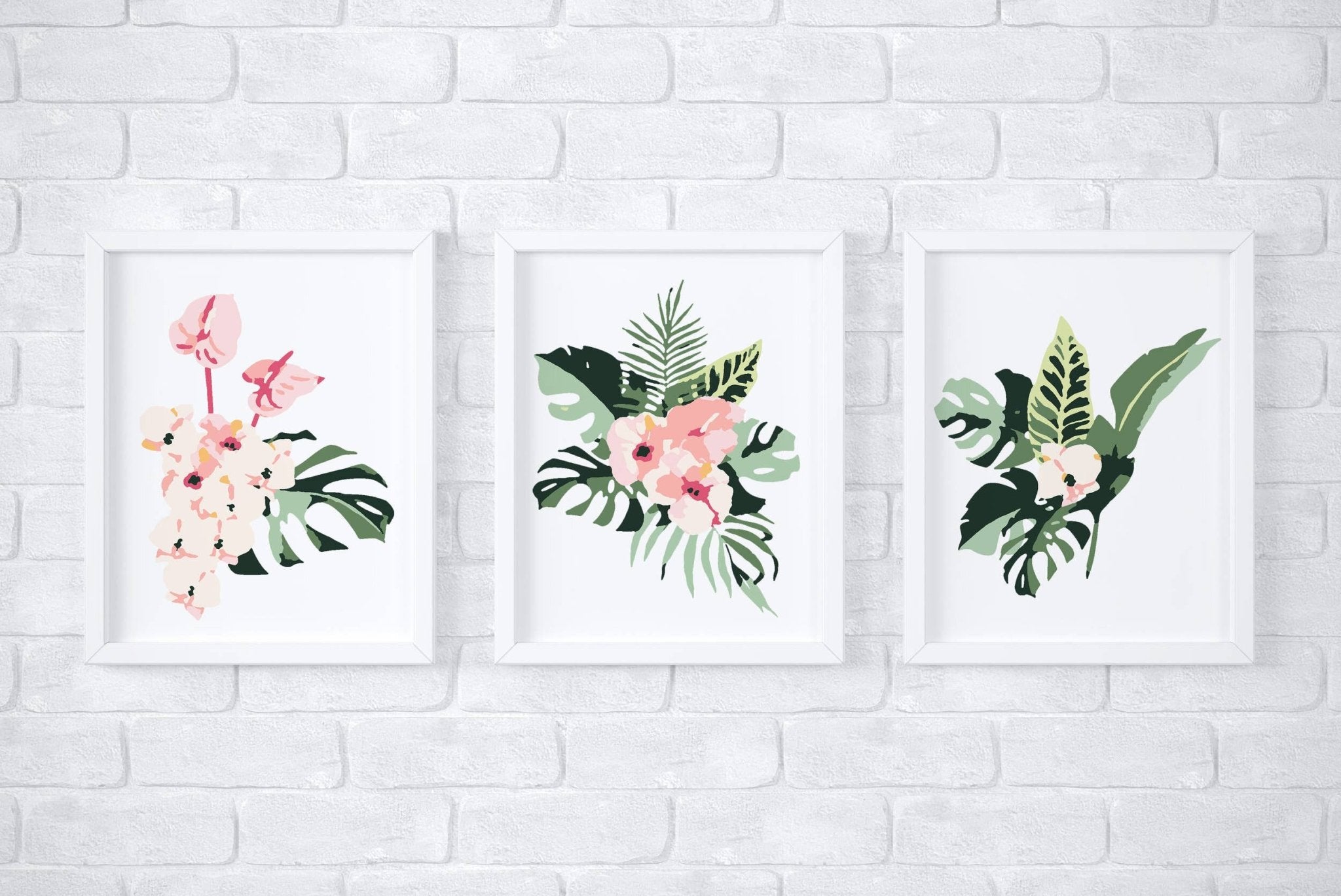 Tropical Florals Paint - By - Numbers kit - Boho Fabrics - Art & Craft Kits